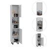 Tuhome Hobart Pantry, Four Legs, Three Interior Shelves, Two Shelves, Two Cabinets, White ALB5582
